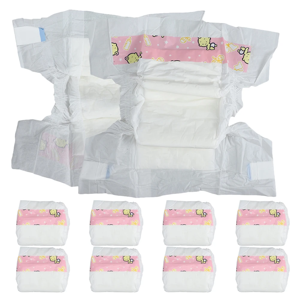 

10pcs Simulated Diapers Reborn Baby Accessories Playtime Dress Up Pretend Play Supplies Replacement Nappies Decorative