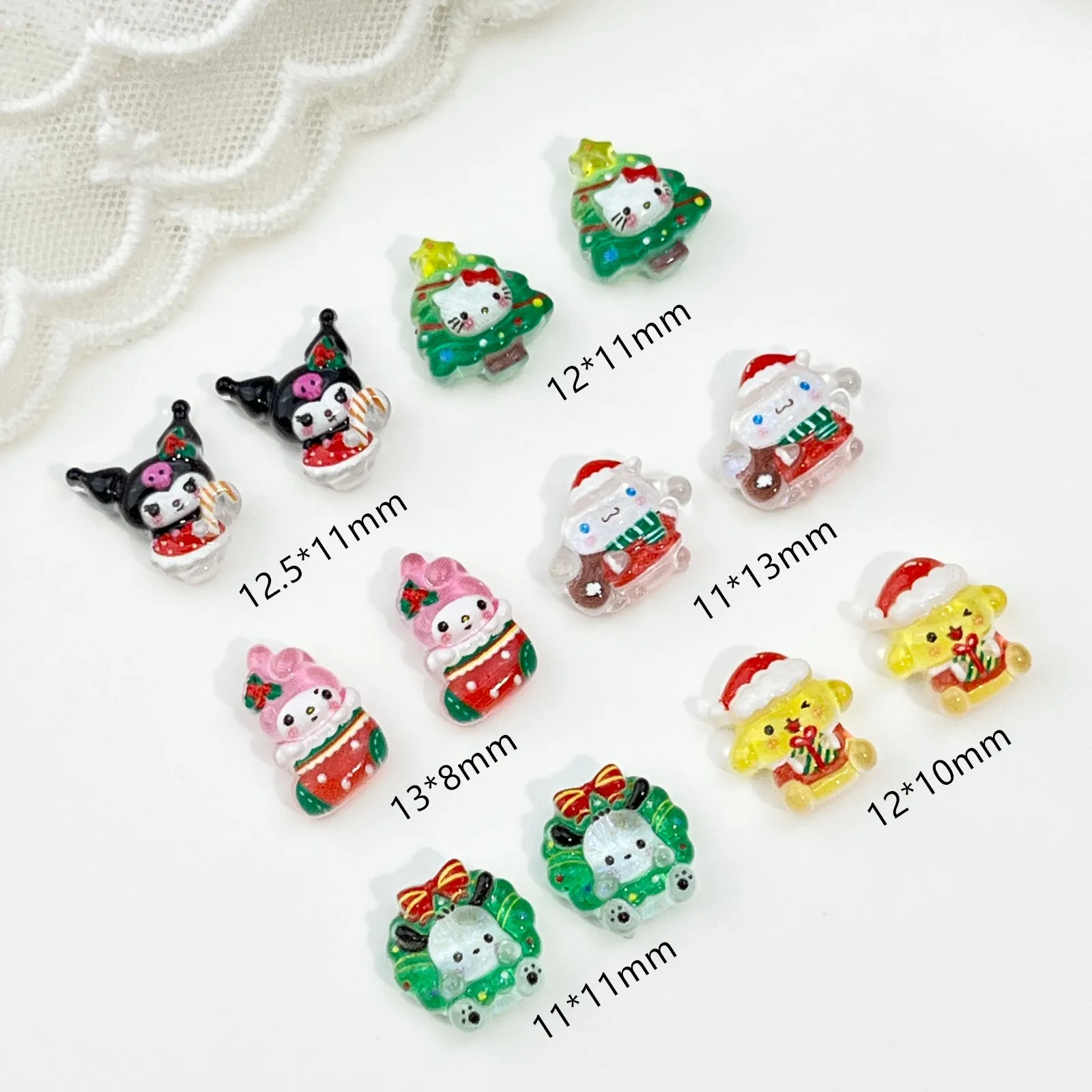 100 Stück/Packung Weihnachts-Nagelcharms - Niedliche KT Kitty Harz-Nagelkunst, Festliche DIY-Nageldekoration für Feiertags-Maniküren