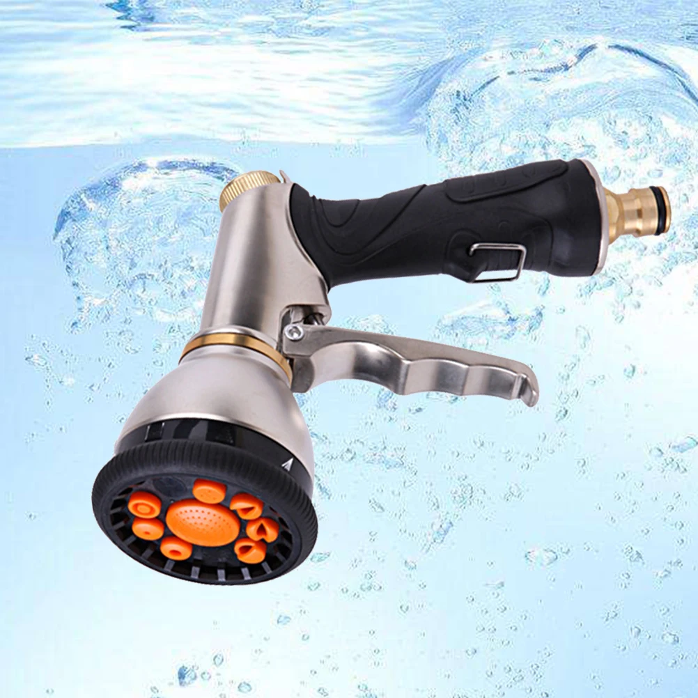 

Water Gun 9 Functions Copper Car Wash Hand- Lawn Accessories High-pressure Spray Cleaner for