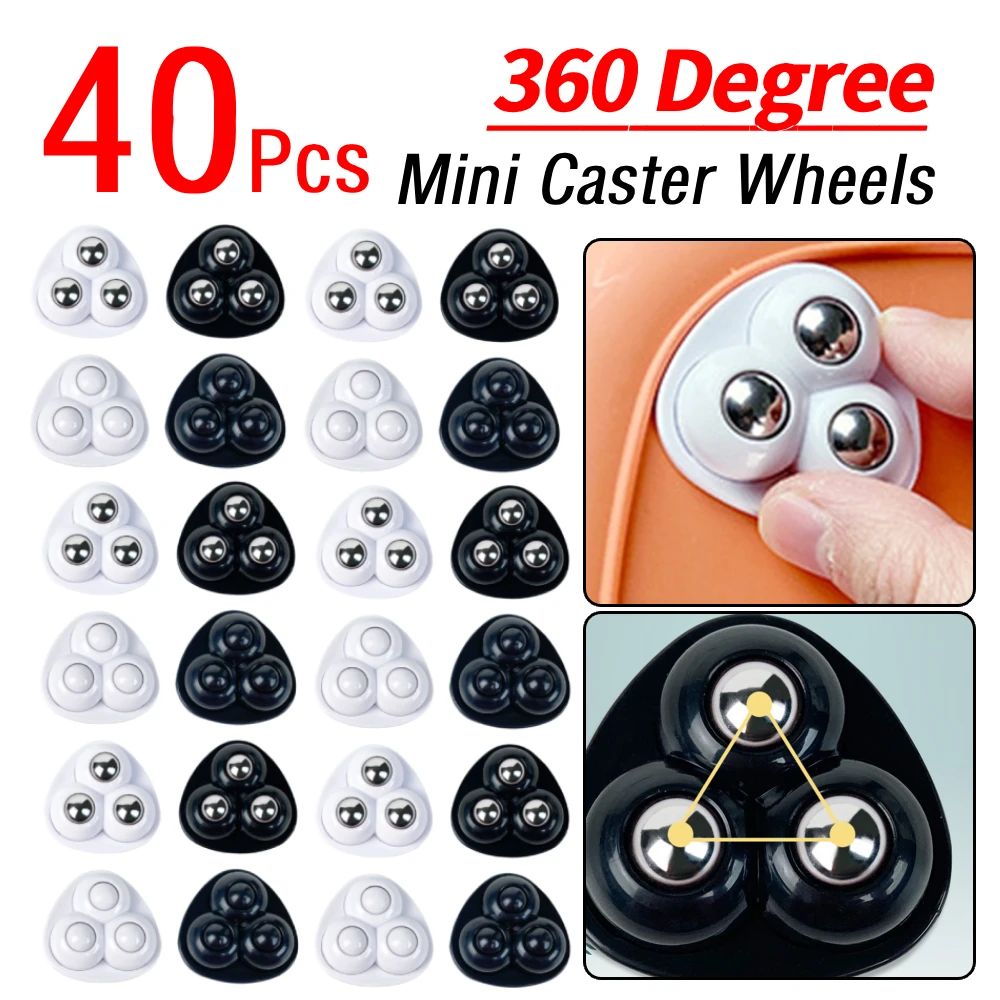 40 قطعة بكرة دوارة لزجة لا ضوضاء ذاتية اللصق بكرة عالمية عجلات دوارة لسلة المهملات أسفل المطبخ الأجهزة الصغيرة #1