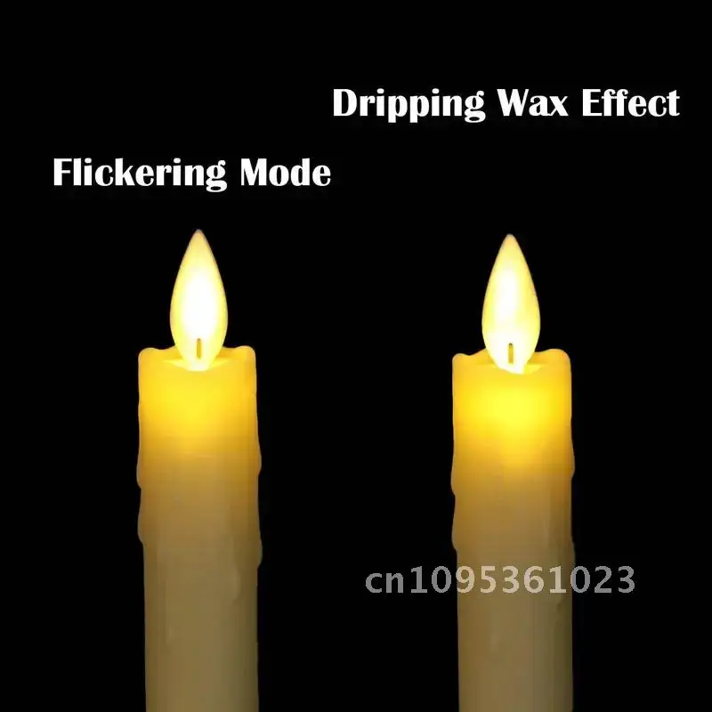 10pcs Swinging Dipped Wax Moving Wick Dancing Flame Led Taper candle lamp Wedding Church party 25CM(H) Xmas Bar stick Decor Home