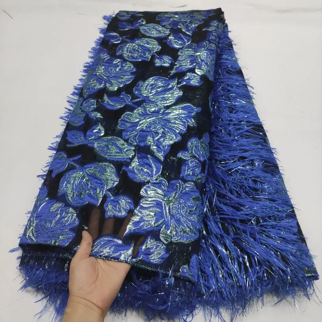 2023 Latest Feather Jacquard Lace Fabric High Quality African Brocade Tulle Lace French Lace Fabric for Nigerian Party PHD21143