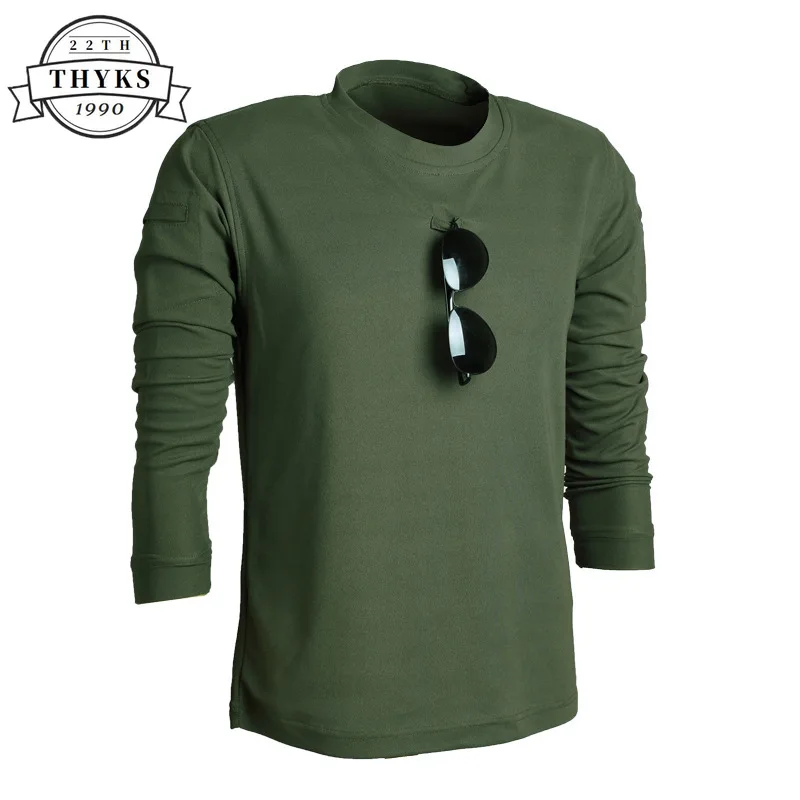 Tactical Long Sleeved T-Shirt Men's Loose Elastic Breathable Quick Dry Outdoor Training T-Shirts Casual Sports Running Gym Tops