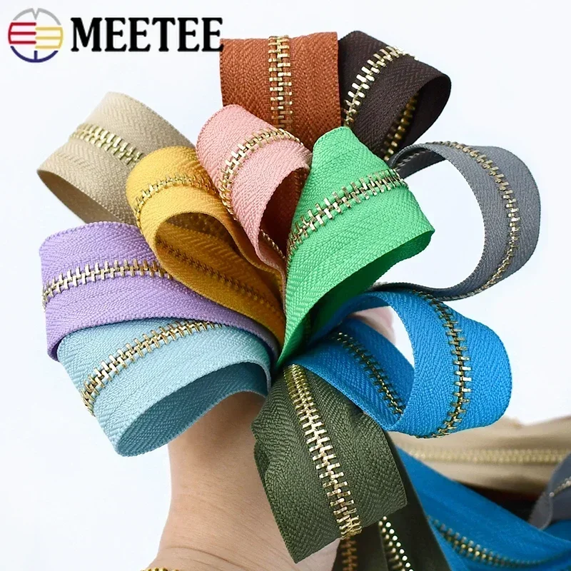 شريط Meetee المعدني بسحاب 2/4 ياردة 5 #   سحابات لفة مستمرة للملابس، أكياس بسحاب، ملحقات إصلاح سحابات الجينز