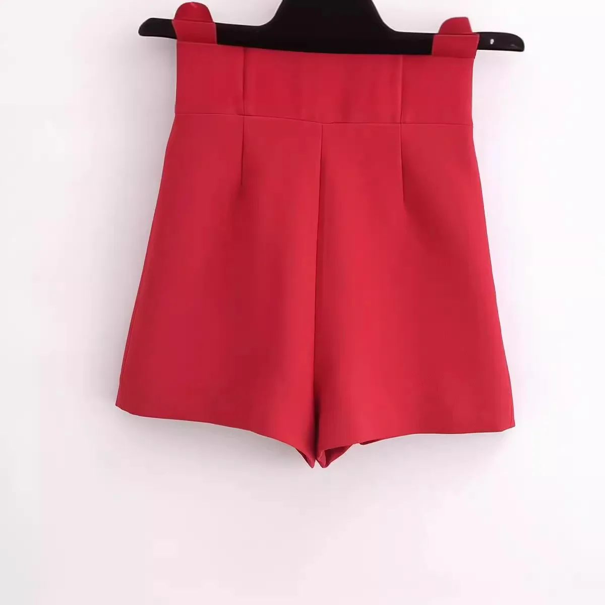 Retro casual chic women\'s red solid color O-neck bow backless straight fashion 2024 summer one-piece shorts skirt