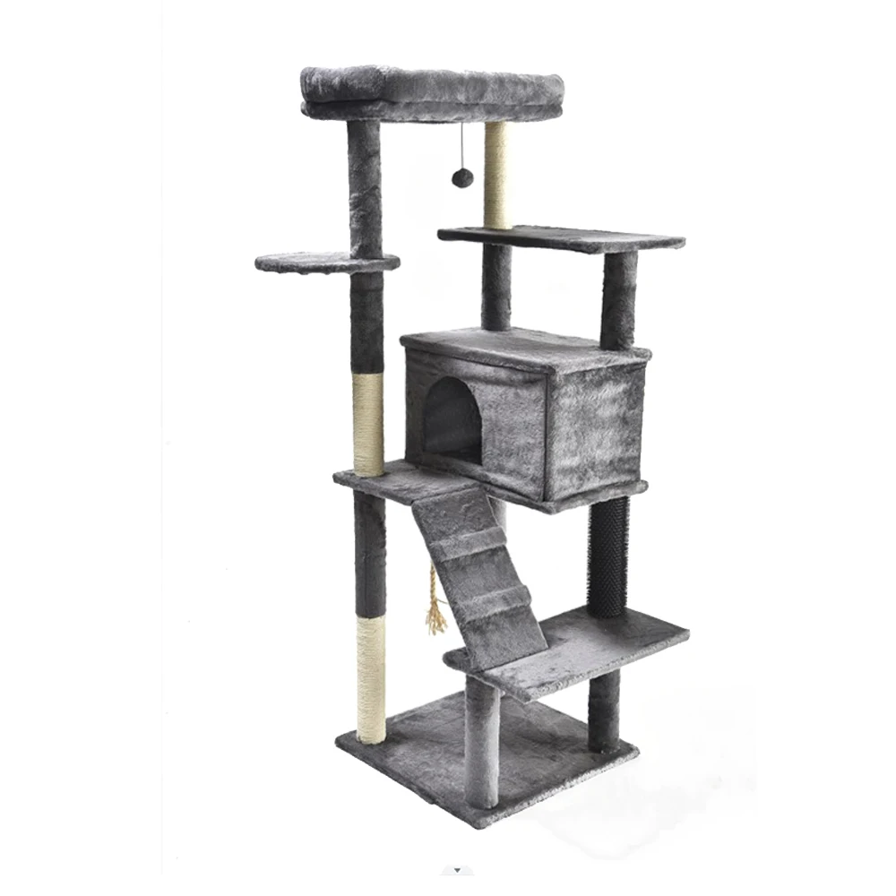 

Modern Deluxe Multi-Floors Wood Cat Furniture Climbing Condo Tree