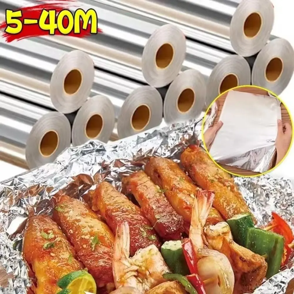 5m/10m/20m Disposable Tin Foil Paper Thickened Non-stick Aluminum Foil Paper Food-grade Heat-Resistant Baking Paper