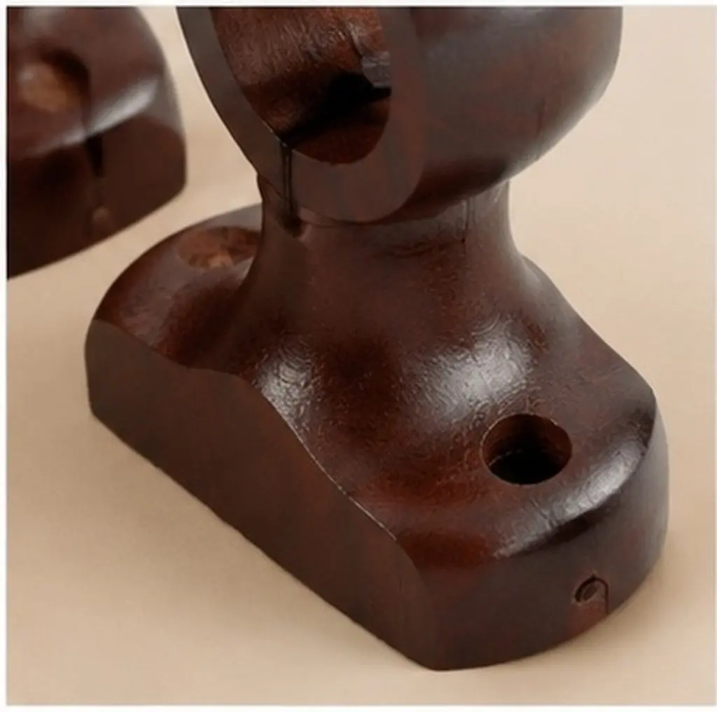 2Pcs Double Curtain Rod Hooks Solid Wood Drapery Pole Brackets Heavy Duty Wall Mounted Wooden Curtain Rod Supports for Any Room