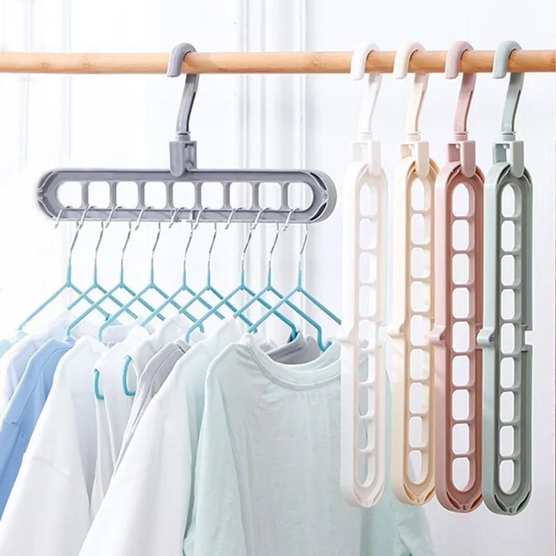 5/10Pcs Multi-functional Foldable Drying Rack Scarf 9 Holes Closet Organizer Hanger Creative Plastic Storage Rotating