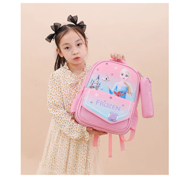 DisneyFrozen Princess Elsa Cartoon Cute Student School Bag Waterproof Burden Reduction Card Breathable Children's Backpack Girls