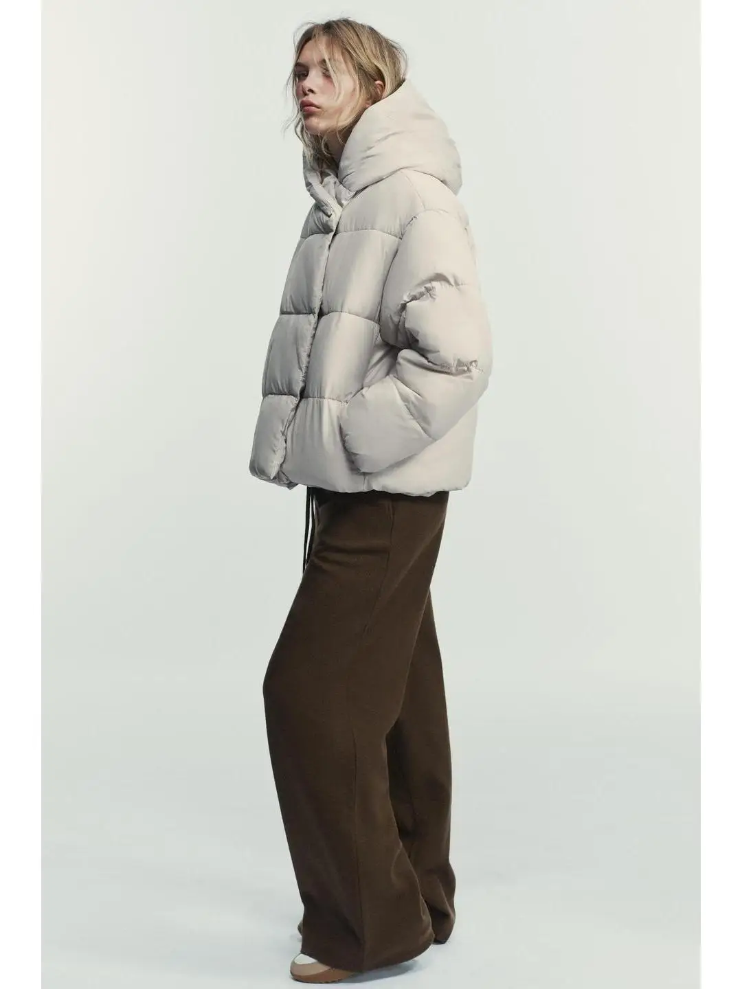 معطف Thiened كاجوال بياقة واقفة وغطاء للرأس من القطن الدافئ معطف ort Sle لموسم الخريف والشتاء ملابس خارجية للسيدات #4