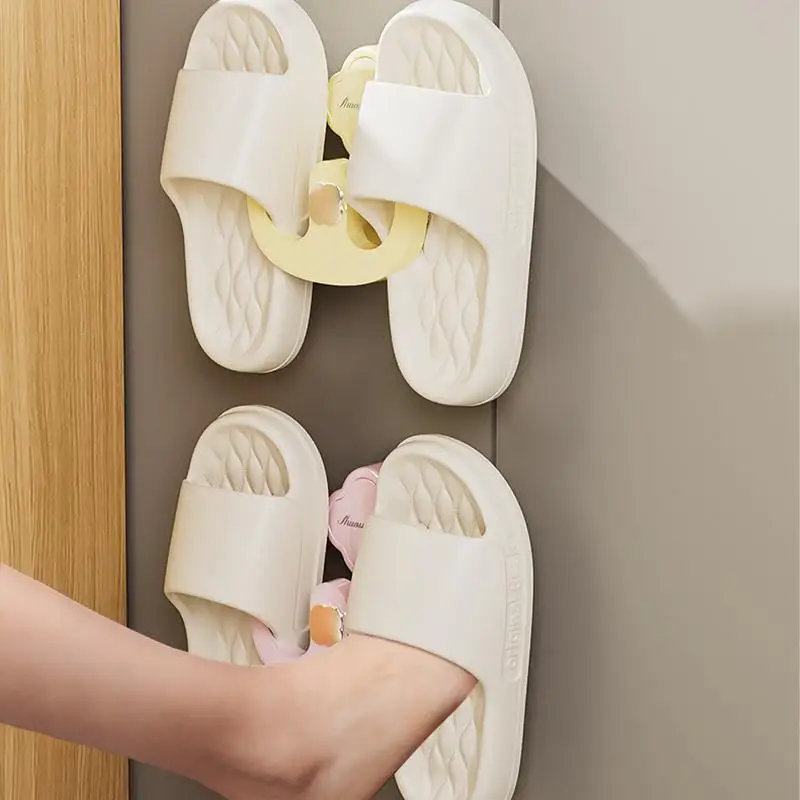 Wall Mounted Slipper Hook Suction Cup Simple Slipper Hook Slipper Hanger Space-Saving Footwear Organizer For Bedroom Bathroom