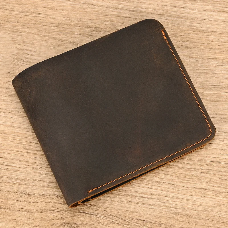 Luufan Genuine Leather Zipper Coin Wallet Man Wowan Natural Leather Mini Short Purse Card Holder Zipper Pocket Clutch Wallets