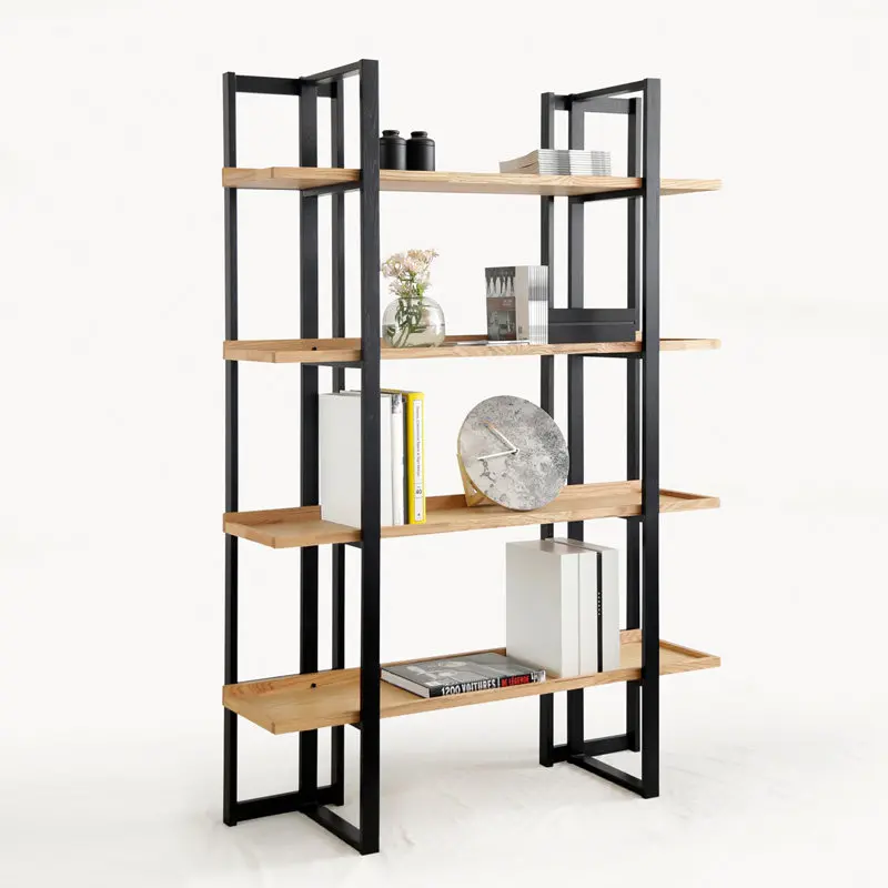 

Log Nordic minimalist bookshelf Red Oak creative light luxury double-sided study bookcase art partition shelf