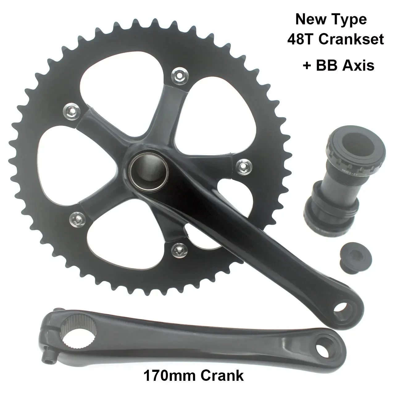 Fixed Gear Crankset 48T 170mm Alumniun Alloy Crankset BCD130mm Single Speed BIKE crankset chainwheel including BB