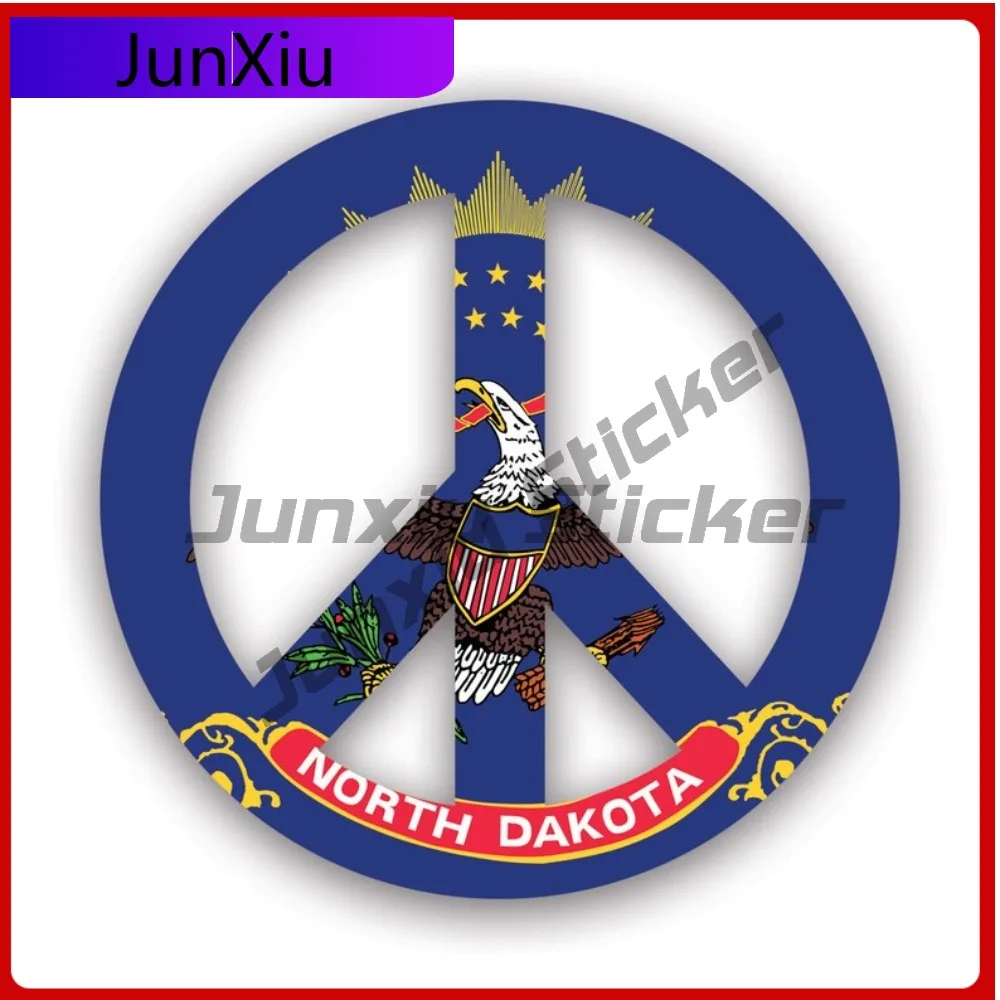 

North Dakota Flag Sun Resistant Weather Resistant Vintage For Car Window Laptop Motorcycle No Residue Easy Apply Decal Racing