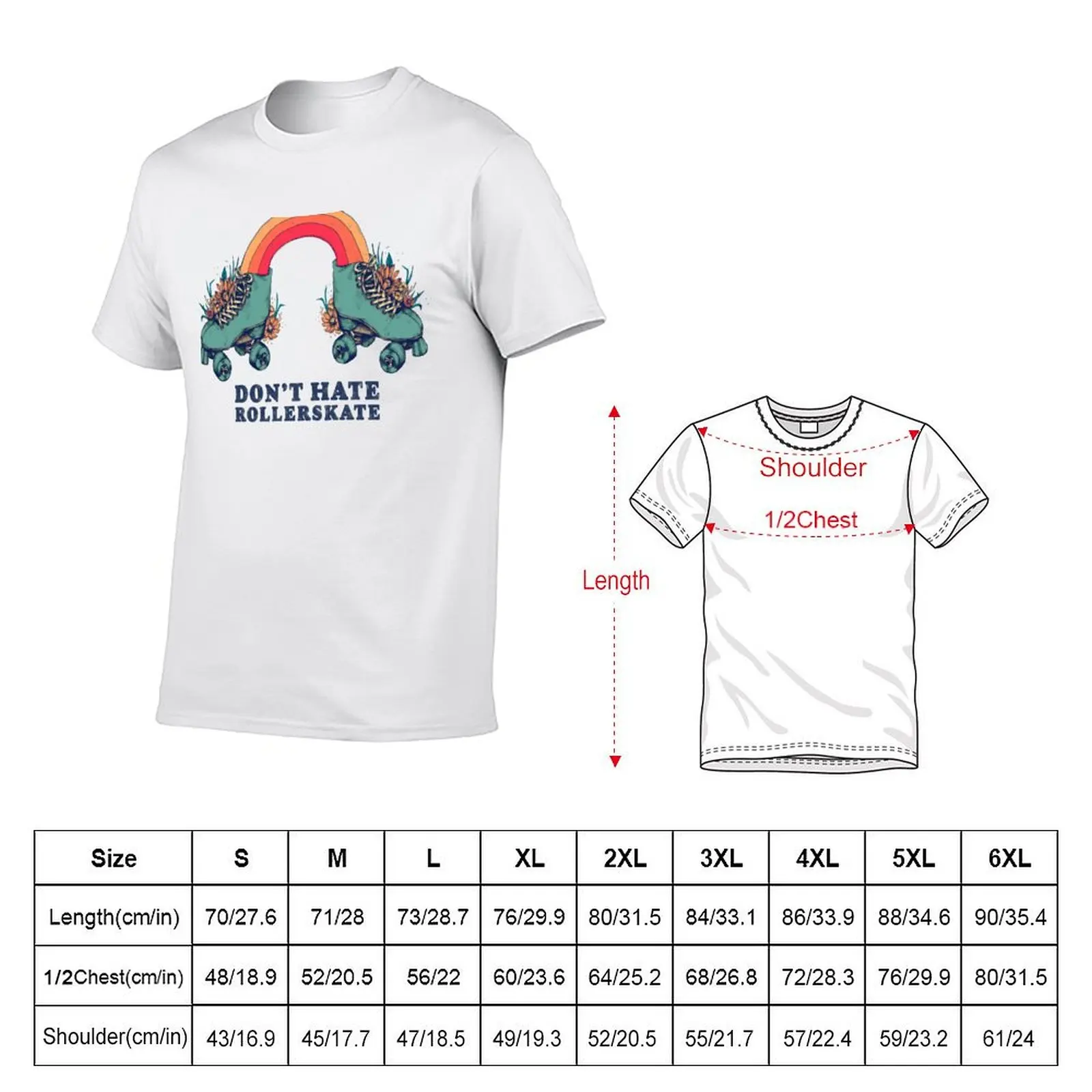 Don't Hate Rollerskate - Retro 70s Illustration - Color Variation 1 T-Shirt cotton tshirt 100% T-Shirt