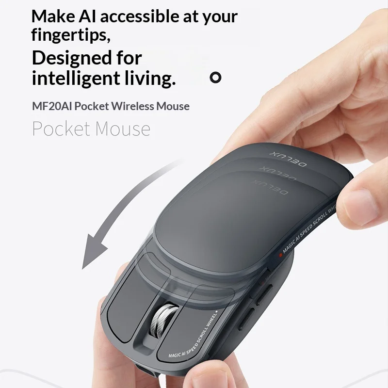 DeLUX MF20AI Foldable Wireless Bluetooth Mouse, Smart Dual-Mode Portable Business Office Mouse