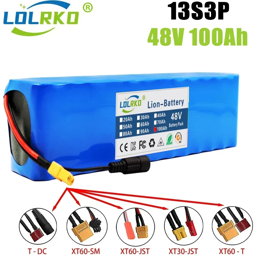 High capacity 13S3P 48v 100Ah 18650 Li-ion Battery for Bafang Electric Bike Retrofit Kit 1000w 54.6V 2A Charger