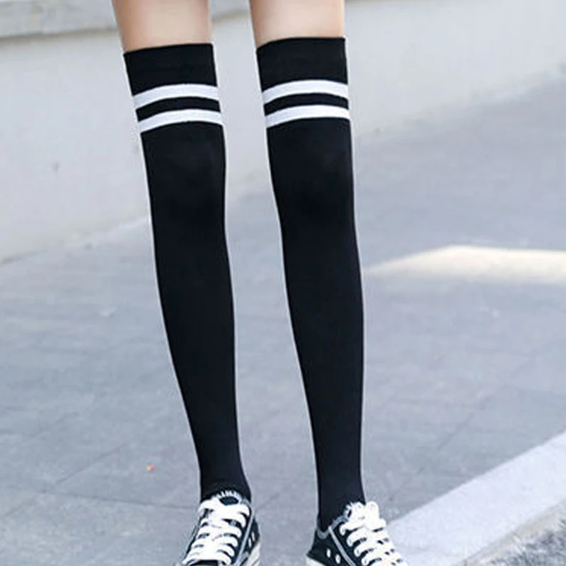 1 pair of ladies knee-length stockings spring and autumn college wind students stockings