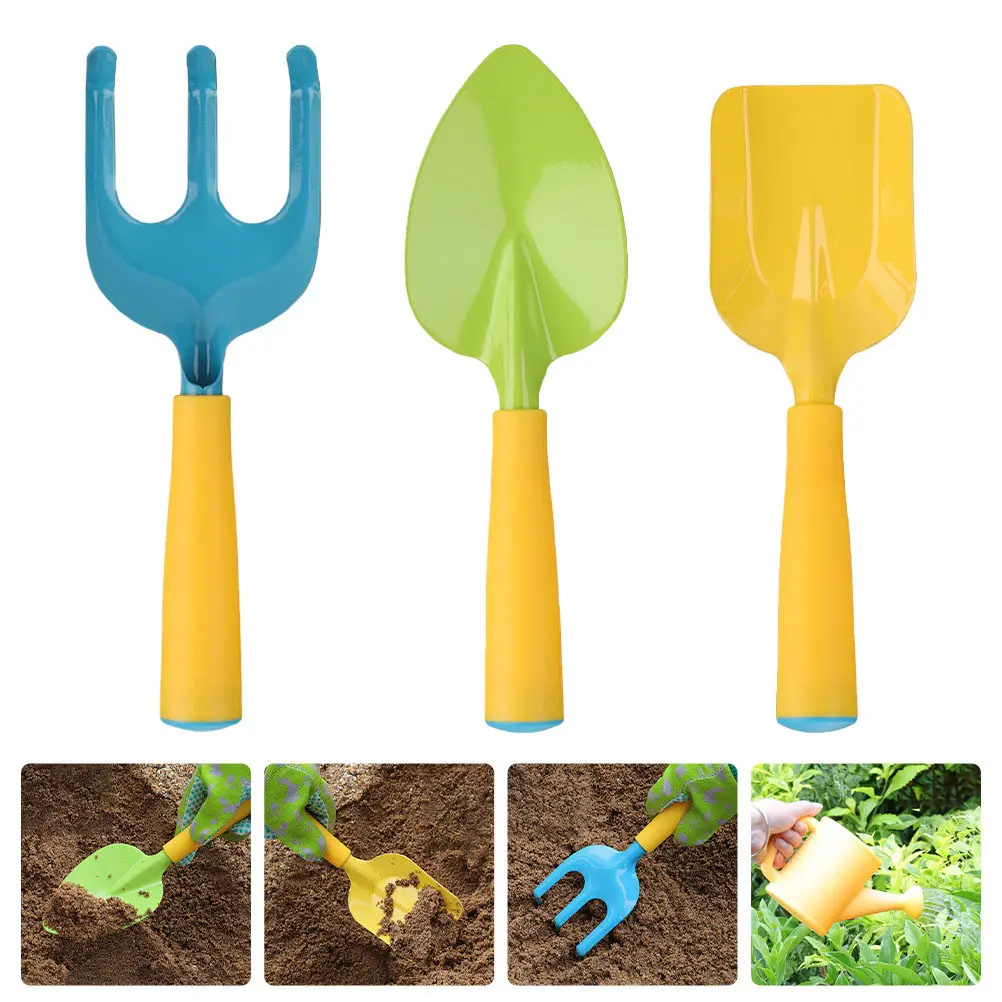 3Pcs Children Shovel Gardening Tools Waterproof Colorful Plastic Outdoor Planting Tools Kids Digging Lightweight Rake
