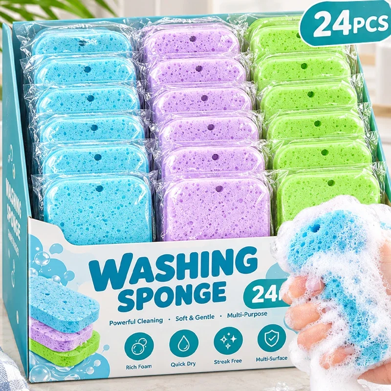 1/24Pcs Soft Sponge Porous Foaming Absorbent Clean Rub Pad Household Kitchen Dish Washing Cleaning Brush Tools Accessories