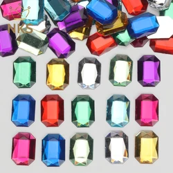 NKS Hot Selling Non Hotfix Colorful 30Pcs/Bag Large Square Flatback Acrylic Rhinestone For Garment Accessory Dress