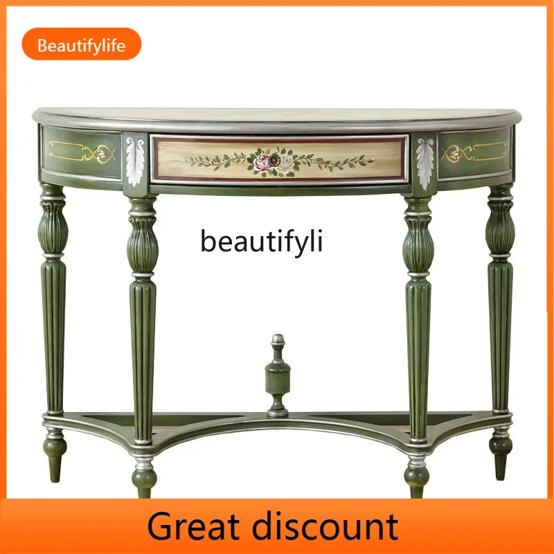 

QQ45 American style semi-circular hand-painted living room entrance hallway European style entrance hall decoration cabinet