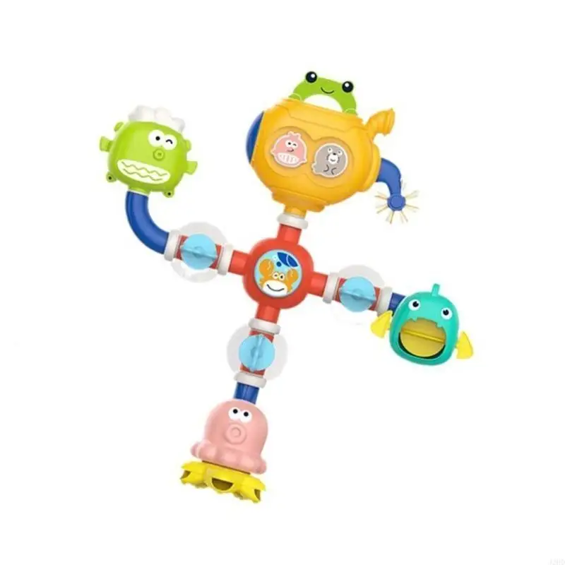 J2HD Baby Rotating Ocean Theme Water Pipe Bath Toy For Toddler Bathtub Interactive Assembly Shower Toy for Fine Motor Skill