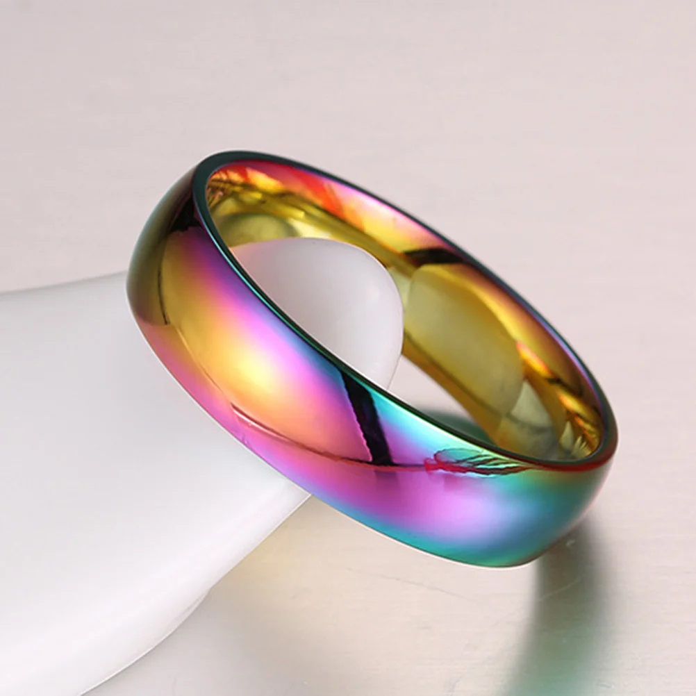 Titanium Steel Rainbow Colorful Ring Waterproof Fashion Ring Elegant Women Jewelry Unique Design Women Jewelry