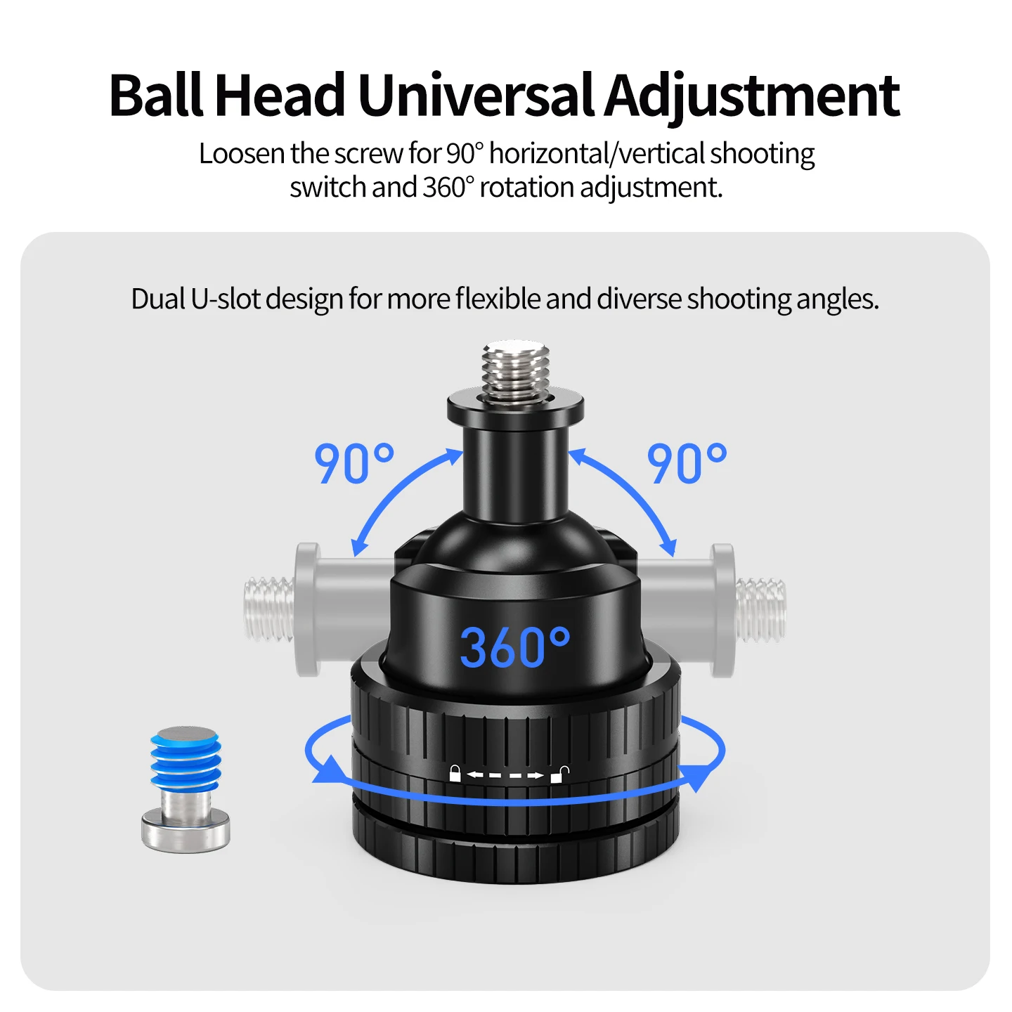 1/4 Zoll Kugelkopf Drehbare Schneckenklemme aus Aluminium 360° ° Panorama-Stativhalterung für DJI Osmo Insta360 GoPro Action-Kamera Zubehör – Detail 4