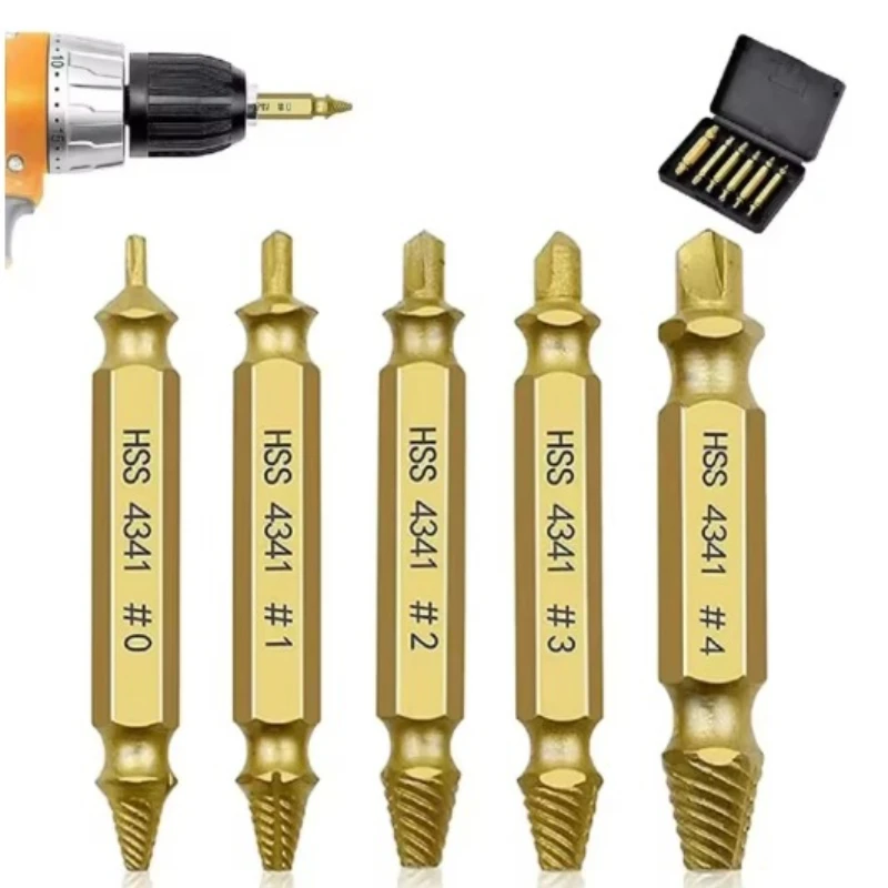 6pcs/set Damaged Screw Extractor Broken Bolt Stripped Set Speed Out Bolt Extractor Bolt Stud Remover Tool