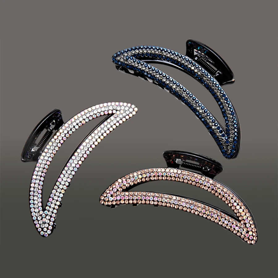 1PS high-grade rhinestone hair grab half hair clip women\'s daily wash hairpin use fashion simple