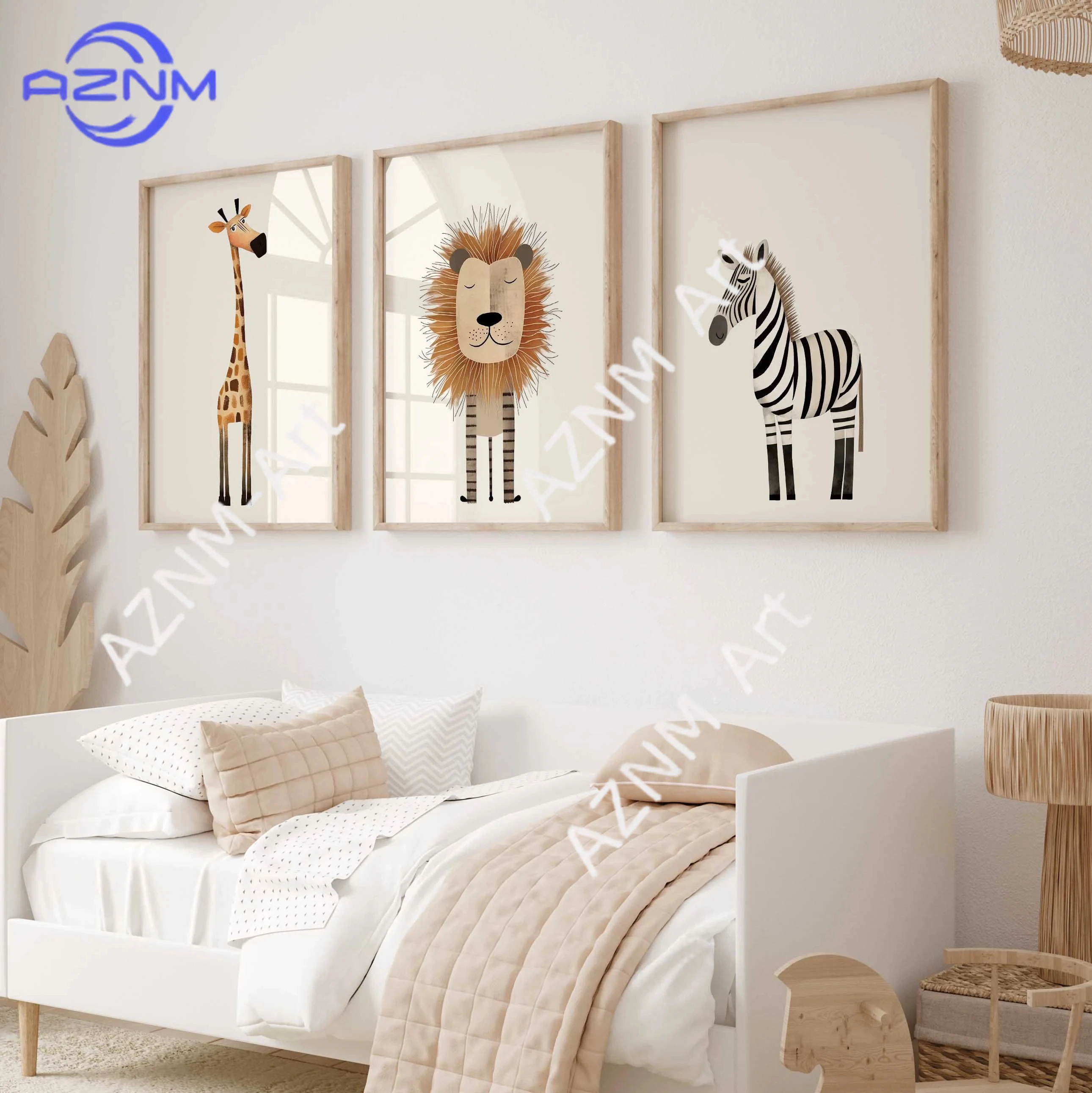 1PC/3PCS Wall art poster Adventure Giraffe Lion Zebra Children's room decor wall pictures