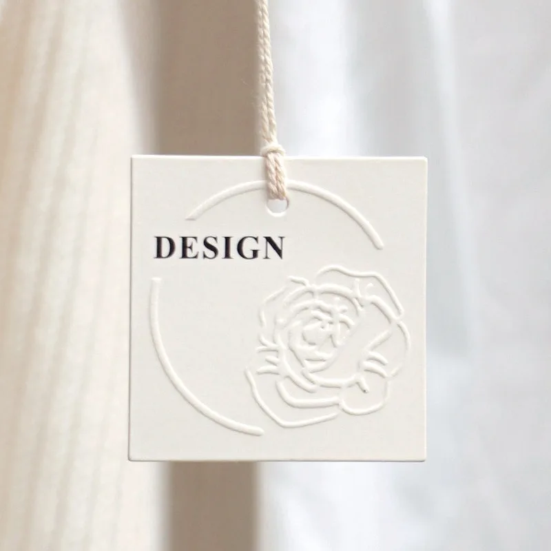 

Personalized Blind Embossing Cotton Paper Tag, Modern Gift Tags, Clothing Tags with Strings, Packaging Tags, Tags for Business