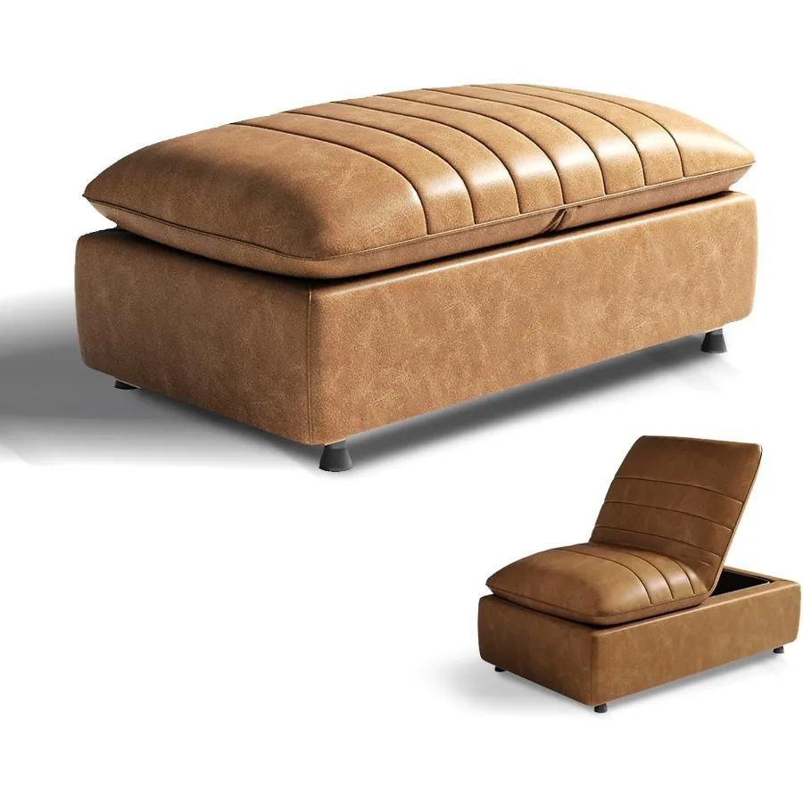 

Storage Bench 40 Faux Leather Upholstered Ottoman Bench with Storage Foot Stools Shoes Bench Ottoman for Living Room Bedroom En