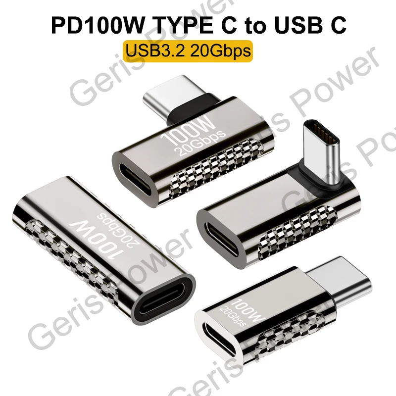 USB C 90 Degree Converter USB3.2 20Gbps Type C to USB C OTG Adapter 8K@60Hz 100W USB Type C Fast Charging Connector for MacBook