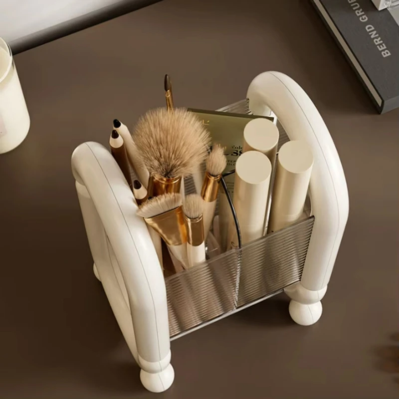 ABWR-Tempat Kuas Rias Akrilik, Kotak Penyimpanan Lipstik & Kosmetik Transparan, Organizer Meja untuk Alat Rias