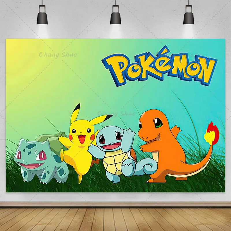 Pokemon dzieci tło imprezowe spersonalizowane zdjęcie tło Pikachu z kreskówki dekoracja urodzinowa winylowych tło studyjne rekwizytów