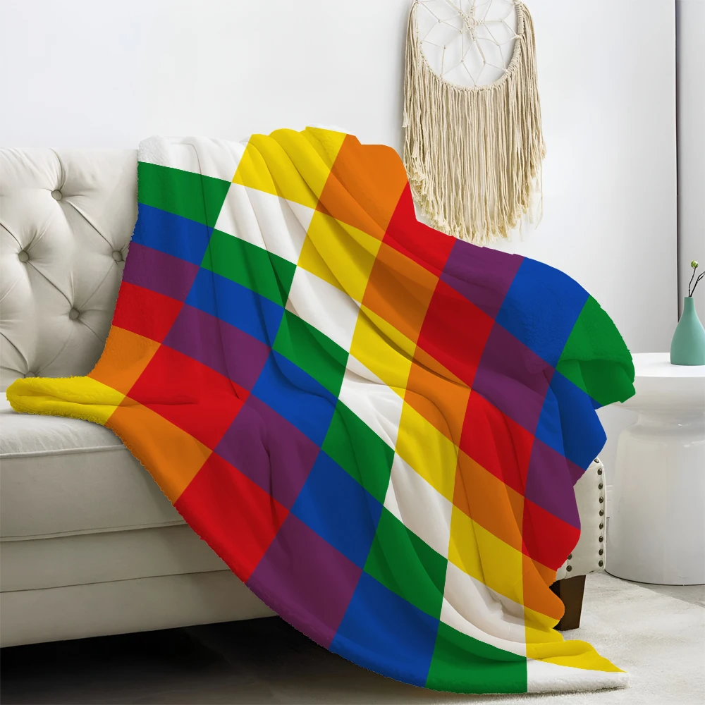 Flannel Blanket Wiphala Qulla Suyu printing Blanket Cozy Soft Lightweight Warm 30x40inch  40x50inch for Couch Sofa Bed