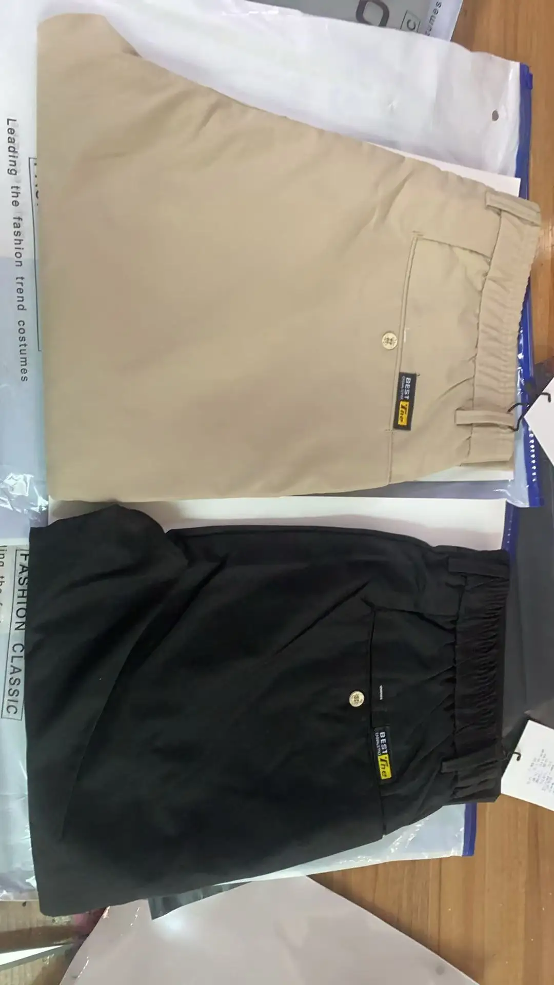 سراويل كاجوال متوسطة الوزن للرجال من آيس سيلك، سراويل رياضية بتصميم بسيط، كاكي أسود نحيف مستقيم الساق، سراويل كاجوال قابلة للتمدد #6