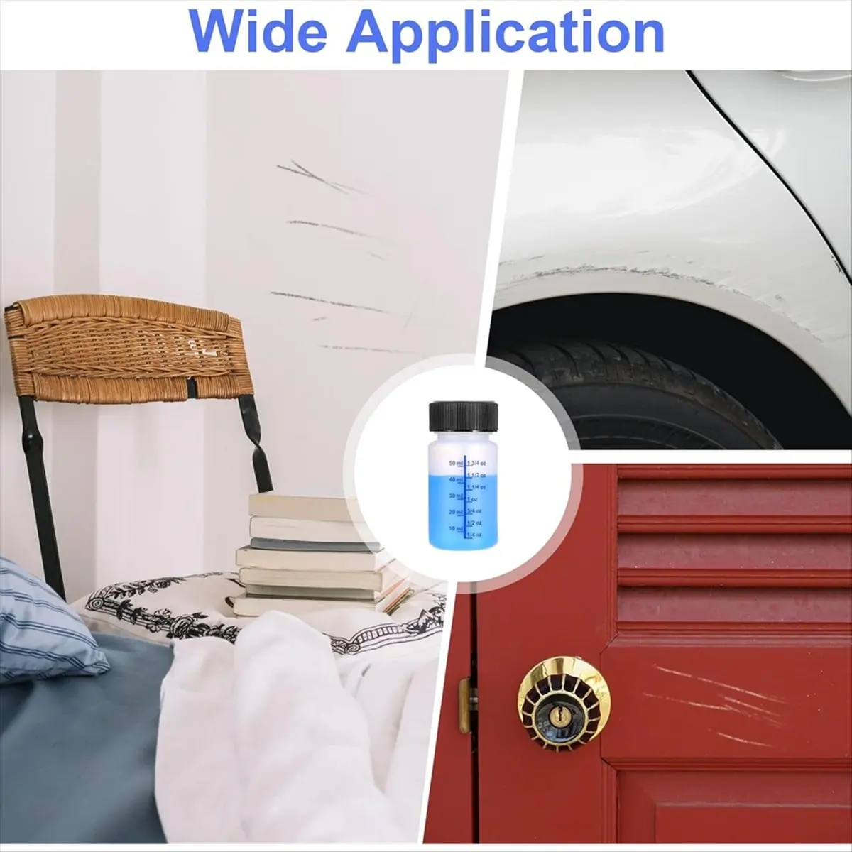 A45I 60 Pcs 50ml Touch Up Paint Container - Empty Paint Touch Up Bottles with Brush,and Mixing Balls for Fixing Car Scratches