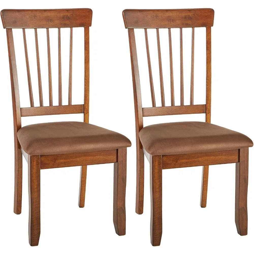 

D199-01 Berringer Dining-Chair Set of 2 – Rustic Spindle-Back, Microfiber-Cushion Seat, Farmhouse Elegance