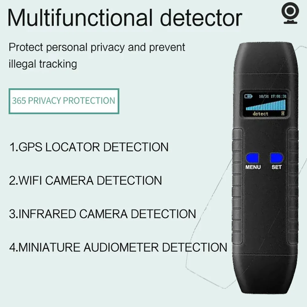 

Camera Detectors, GPS Tracker Detector for Car Listening Device Detect RF Bug Detector Electronic Sweeper Hidden Camera Finder
