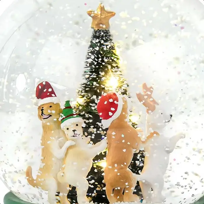 

LED Snow Globe Dreamy Christmas Water Ball with Cartoon Animals Festive Winter Wonderland Decoration