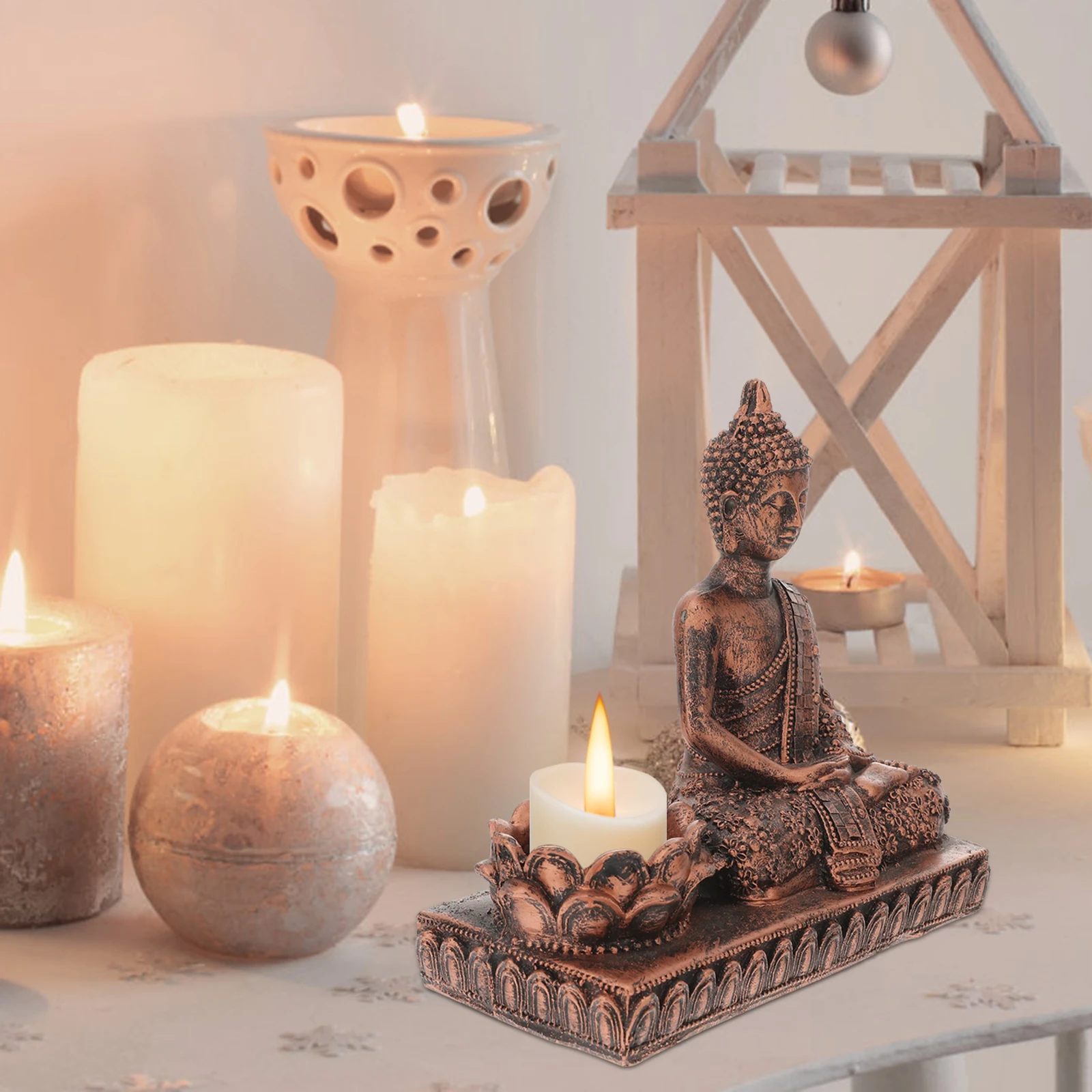 

Deluxe Resin Buddha Statue Holder Home Decor Desktop Ornament Gift For Decoration Delicate Sculpture Accessory