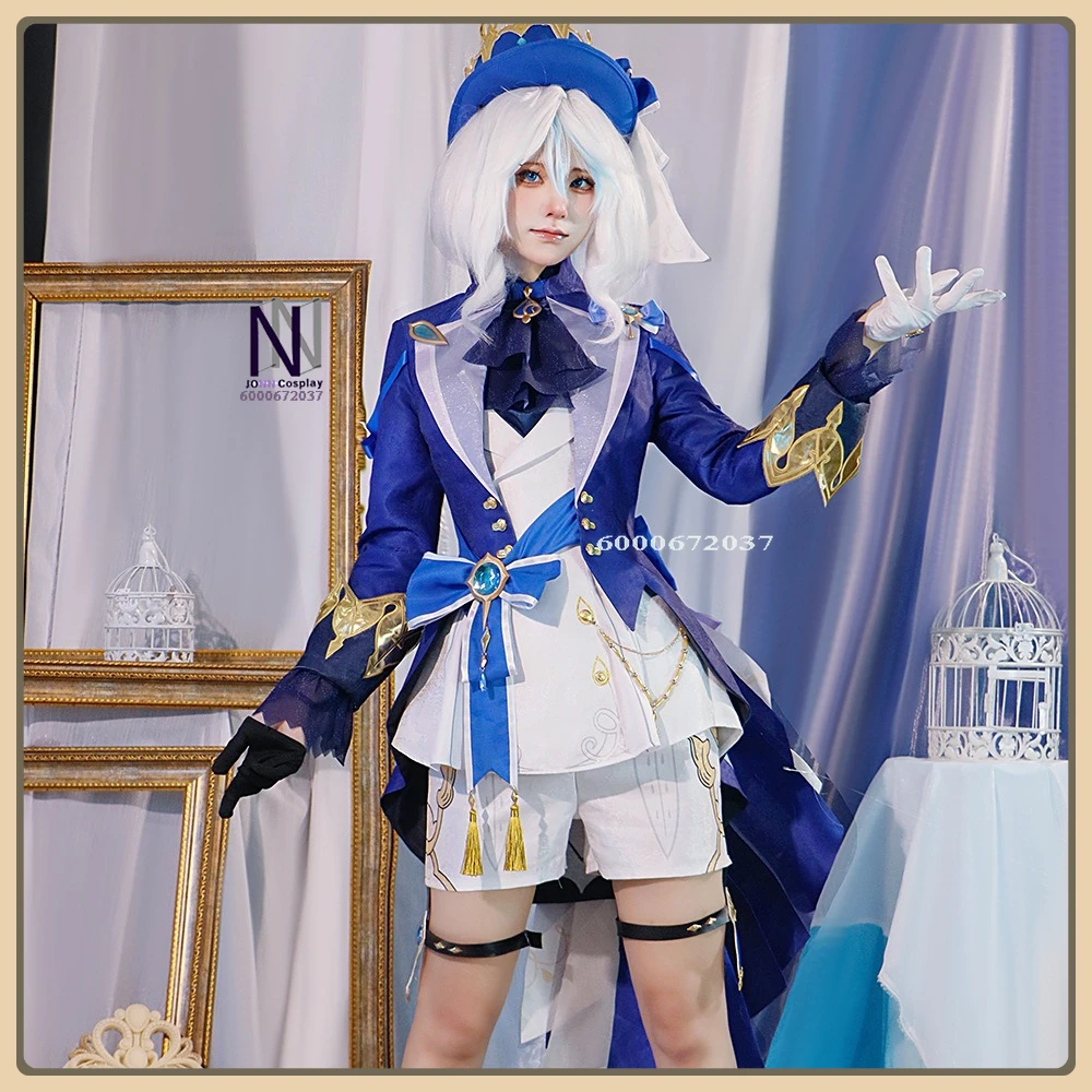 

High Quality Furina Cosplay Costume Genshin Impact Women's Sheer Ruffle Sleeve Waist Sash Full Set Anime Clothes Comic Con Suit
