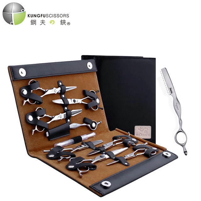 

KUNGFU 5.75 ,6 ,7 Inch Customized 440C Professional Barber Hairdressing Scissors Haircut Hair Scissors Kit Leather Bag Straight
