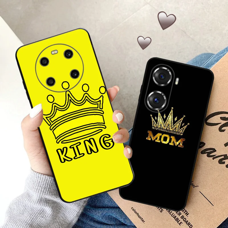 Ultra Thin Silicone Phone Case For Honor X8 X7 X9 b X6 4G 70 90 Magic5 Pro 8x Pixel 8 7 6 a King Queen Couple Crown Matte Cover