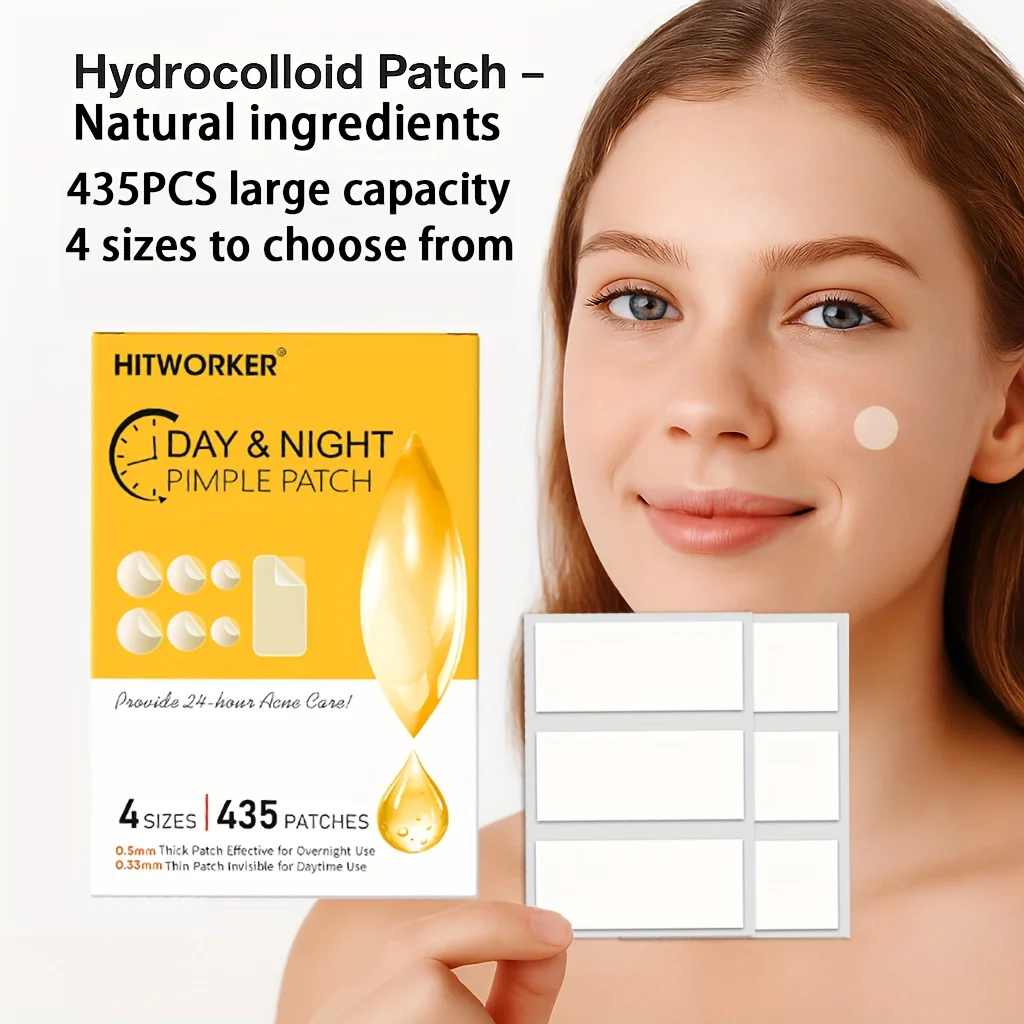 435 remendos transparentes da acne dos pces, hidrocolóide de 2 tamanhos nenhuma fragrância, remendos invisíveis da espinha para uso diurno e noturno